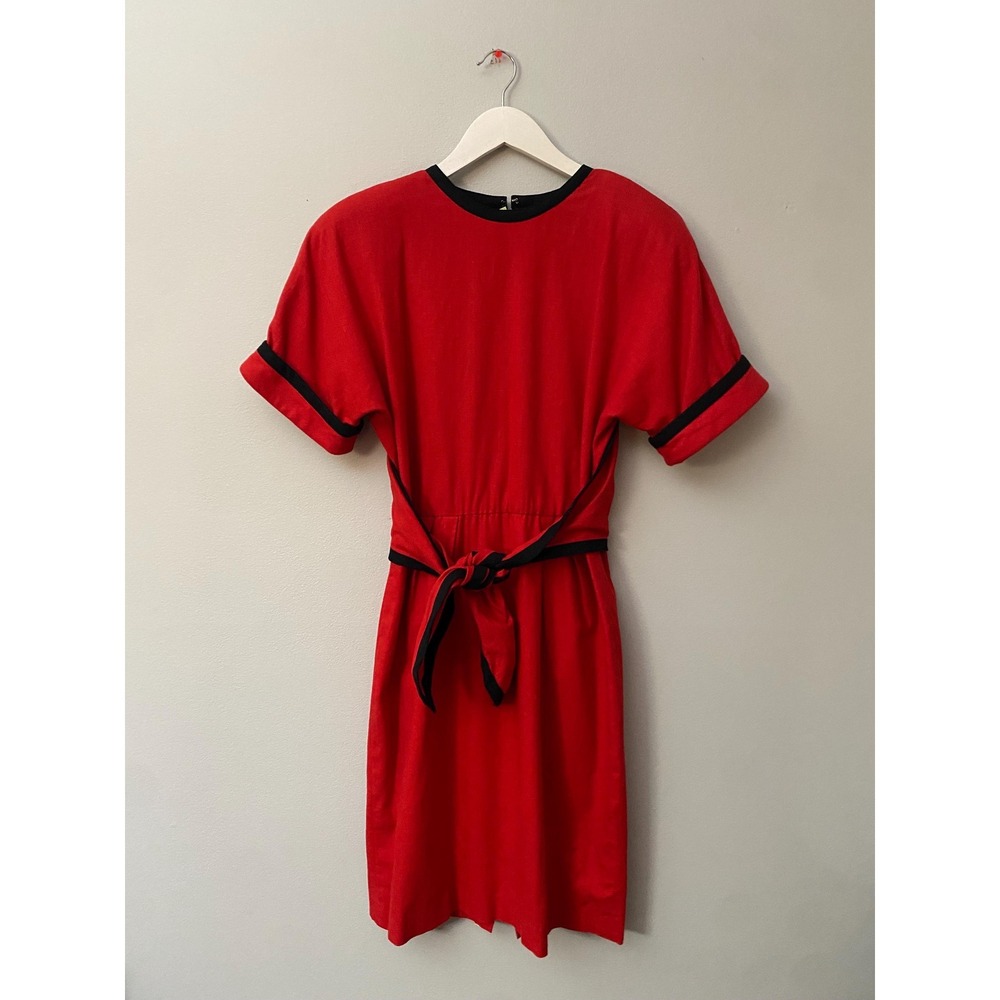 Vintage Women's Chetta B Peter Noviello Sherrie Bloom Linen Dress Size 8 80s
